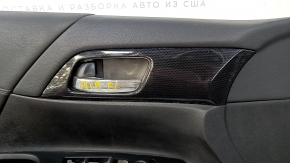 Door trim card front left Honda Accord 13-17 black with black insert leather, armrest leather, handle molding type 3, scuffs