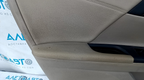 Door trim card front left Honda Accord 13-17 beige, with beige insert, leather armrest, wood molding, scratches, abrasions, for cleaning