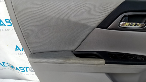 Door trim card front left Honda Accord 13-17 gray with gray insert velour, armrest velour, handle molding type 1, scratches, abrasions, for dry cleaning
