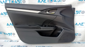 Door trim card front left Honda Civic X FC 16-21 4d black cloth with black insert plastic, scratches, tear, dent