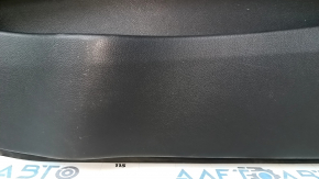 Door trim card front right Hyundai Sonata 11-15 dark gray, with gray insert leather, armrest leather, black molding structure, scratches, dent, abrasions