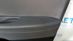 Door trim card front right Hyundai Sonata 11-15 dark gray, with gray insert leather, armrest leather, black molding structure, scratches, dent, abrasions