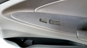 Door trim card front right Hyundai Sonata 11-15 dark gray, with gray insert leather, armrest leather, black molding structure, scratches, dent, abrasions