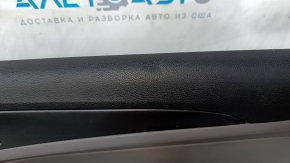 Door trim card front right Hyundai Sonata 11-15 dark gray, with gray insert leather, armrest leather, black molding structure, scratches, dent, abrasions