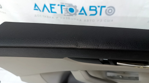 Door trim card front right VW Passat b8 16-19 USA gray, with gray insert plastic, armrest leather, molding gray gloss, scratches, dents, broken fasteners