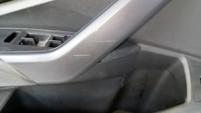 Door trim card front left VW Jetta 19- black with black insert leather, armrest leather, molding gray, scuffs, scratches, dents