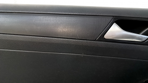 Door trim card front left VW Jetta 11-18 USA black with black insert plastic, armrest leather, molding black structure, scuffs, scratches