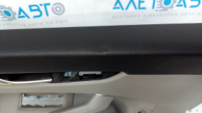 Door trim card front left VW Passat b8 16-19 USA gray, with gray insert plastic, armrest leather, molding gray gloss, scratches, dents, scuffs, pokes, broken fasteners