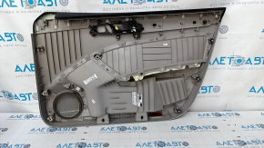 Door trim card front left VW Passat b8 16-19 USA gray, with gray insert plastic, armrest leather, molding gray gloss, scratches, dents, scuffs, pokes, broken fasteners
