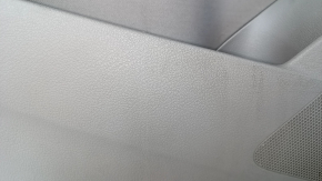 Door trim card front left VW Tiguan 09-17 brown with gray insert cloth, armrest cloth, scratches, abrasions, chip on handle, handle is worn, needs cleaning