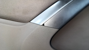 Door trim card front left VW Tiguan 09-17 brown with gray insert cloth, armrest cloth, scratches, abrasions, chip on handle, handle is worn, needs cleaning