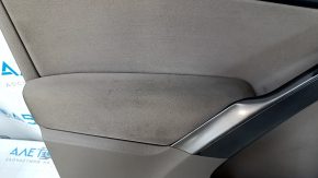 Door trim card front left VW Tiguan 09-17 brown with gray insert cloth, armrest cloth, scratches, abrasions, chip on handle, handle is worn, needs cleaning