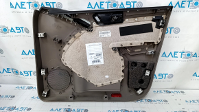 Door trim card front left VW Tiguan 09-17 brown with gray insert cloth, armrest cloth, scratches, abrasions, chip on handle, handle is worn, needs cleaning