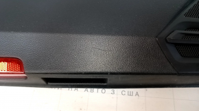 Door trim card front left VW Tiguan 18- black, with gray insert cloth, armrest cloth, scratches, abrasions, bumps