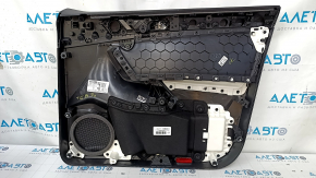 Door trim card front left VW Tiguan 18- black, with gray insert cloth, armrest cloth, scratches, abrasions, bumps