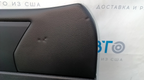 Door trim card front left VW Jetta 19- black with black insert leather, armrest leather, molding gray, scratches, abrasions, pokes, scuffs