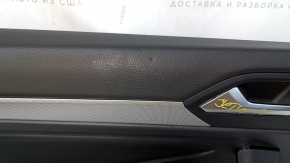 Door trim card front left VW Jetta 19- black with black insert leather, armrest leather, molding gray, scratches, abrasions, pokes, scuffs