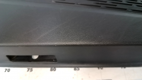 Door trim card front left VW Jetta 19- black with black insert leather, armrest leather, molding gray, scratches, abrasions, pokes, scuffs