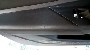 Door trim card front left VW Jetta 19- black with black insert leather, armrest leather, molding gray, scratches, abrasions, pokes, scuffs