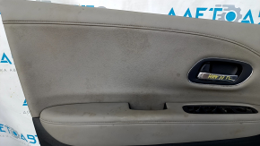 Door trim card front left Honda HR-V 16-22 black with gray insert leather, armrest leather gray, scratches, for cleaning