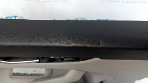 Door trim card front left VW Passat b8 16-19 USA gray, with gray insert plastic, armrest leather, molding gray gloss, scratches, dents, scuffs, pokes