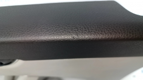 Door trim card front left VW Passat b8 16-19 USA gray, with gray insert plastic, armrest leather, molding gray gloss, scratches, dents, scuffs, pokes