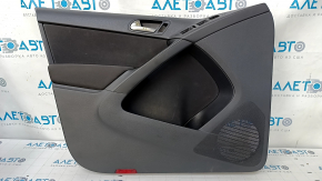 Door trim card front left VW Tiguan 09-17 black with black insert cloth, armrest cloth, dents, bumps, scratches