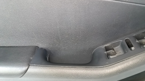 Door trim card front left VW Jetta 11-18 USA black with black insert plastic, armrest leather, molding gray gloss, scratches, abrasions, tear