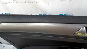 Door trim card front left VW Golf 15- black with black overlay leather, armrest leather, overlay gray gloss, scratches, abrasions, dents, scuffs, for cleaning