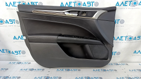 Door trim card front left Ford Fusion mk5 13-16 black with black insert leather, armrest leather, molding under the tree, scratch, scuff, abrasions