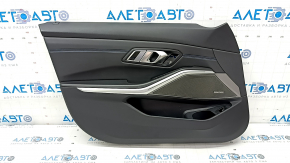 Door trim card front left BMW 3 G20 19- leather black with blue stitching, Harman Kardon, under memory, tear
