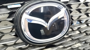 Radiator grille grill Mazda 3 19- 4d complete, with emblem, without plug, matte black, sand, holes for frame