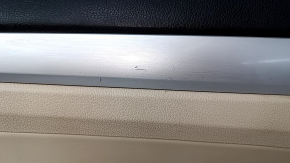 Door trim card front left VW Passat b7 12-15 USA beige with beige insert leather, armrest leather, molding gray gloss, tears, scratches, dents, pokes, broken fasteners