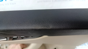 Door trim card front left VW Passat b7 12-15 USA beige with beige insert leather, armrest leather, molding gray gloss, tears, scratches, dents, pokes, broken fasteners
