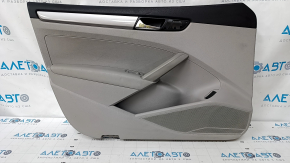 Door trim card front left VW Passat b7 12-15 USA gray, gray insert, leather armrest, scratches, dents, abrasions, broken fastener