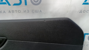 Door trim card front left VW Passat b7 12-15 USA black with black insert leather, armrest leather, molding gray gloss, dents, bumps, broken crepe, scratches