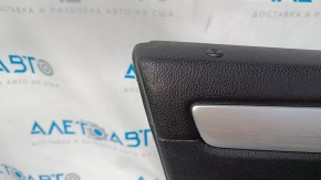 Door trim card front left VW Passat b7 12-15 USA black with black insert leather, armrest leather, molding gray gloss, dents, bumps, broken crepe, scratches