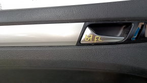 Door trim card front left VW Passat b7 12-15 USA black with black insert leather, armrest leather, molding gray gloss, dents, bumps, broken crepe, scratches, abrasions