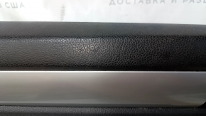 Door trim card front left VW Passat b7 12-15 USA black with black insert leather, armrest leather, molding gray gloss, dents, bumps, broken crepe, scratches, abrasions
