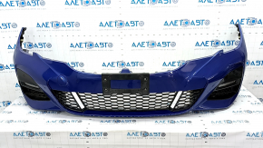 Front bumper complete BMW 3 G20 19-22 for parking sensors and PMA, with wiring, fasteners and fog lights, M Sport, blue, torn, scratches, dented, crack in grille