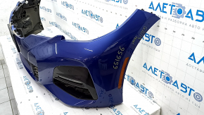 Front bumper complete BMW 3 G20 19-22 for parking sensors and PMA, with wiring, fasteners and fog lights, M Sport, blue, torn, scratches, dented, crack in grille