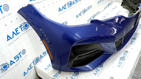 Front bumper complete BMW 3 G20 19-22 for parking sensors and PMA, with wiring, fasteners and fog lights, M Sport, blue, torn, scratches, dented, crack in grille