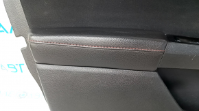 Door trim card front left Ford Fusion mk5 13-16 black with black insert cloth, armrest leather, molding gray gloss, red stitching, scratches, abrasions, dents, pokes
