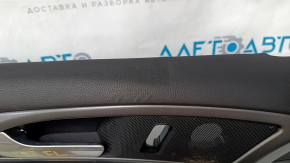 Door trim card front left Ford Fusion mk5 13-16 black with black insert cloth, armrest leather, molding gray gloss, red stitching, scratches, abrasions, dents, pokes