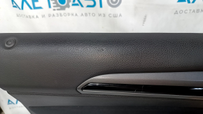 Door trim card front left Ford Fusion mk5 13-16 black with black insert cloth, armrest leather, molding gray gloss, red stitching, scratches, abrasions, dents, pokes