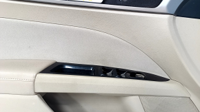 Door trim card front left Ford Fusion mk5 13-16 beige with beige insert cloth, armrest leather, molding gray structure, scratches, whitened plastic, butt