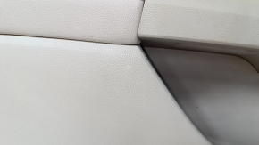 Door trim card front left Ford Fusion mk5 13-16 beige with beige insert cloth, armrest leather, molding gray structure, scratches, whitened plastic, butt