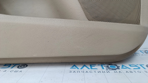 Door trim card front left Ford Fusion mk5 13-16 beige with beige insert cloth, armrest leather, molding gray structure, scratches, whitened plastic, butt