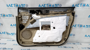 Door trim card front left Ford Fusion mk5 13-16 beige with beige insert cloth, armrest leather, molding gray structure, scratches, whitened plastic, butt