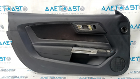 Door trim card front left Ford Mustang mk6 15- black, insert black cloth, armrest leather black, scratches, dent, plastic turned white, broken fastening